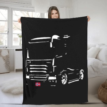 Discover Truck Fun Driver Design with Norway Flag License Plate Fleece Blankets