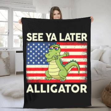 Discover Alligator Pet See Ya Later Alligator  Crocodile Funny Gator Fleece Blankets