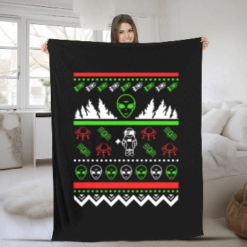 Discover Aliens UFO Ugly Christmas Alien Ufo Alien Christmas Fleece Blankets