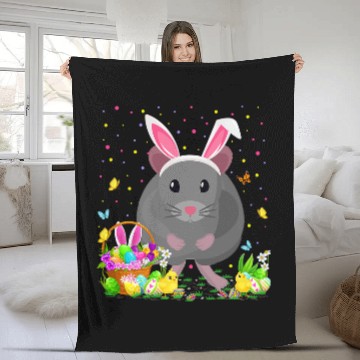 Discover Gerbil Pet Lover Easter Gerbil Bunny Egg Hunting Gerbil Easter Sunday Fleece Blankets