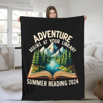 Discover Book Fun Adventure Begins At Your Library Summer Reading Book Lovers Fleece Blankets