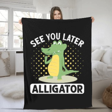 Discover Alligator Pet See You Later Alligator Crocodile Rainbow Leopard Fleece Blankets