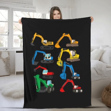 Discover Excavator Fun Kids Boys Excavator Construction Work Excavator 1 Fleece Blankets