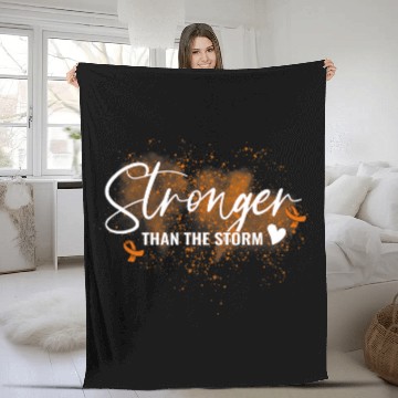 Discover Multiple Sclerosis Ribbon Stronger Than The Storm Multiple Sclerosis Warrior Women Fleece Blankets