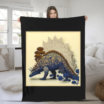 Discover Dinosaur Pet Surrealism Japanese Painting Stegosaurus Fleece Blankets