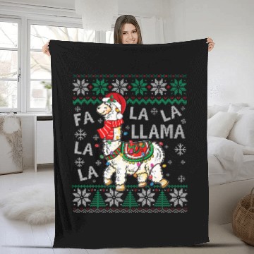 Discover Llama Pet Fa La La Llama Christmas Santa Hat Lights Ugly Sweater Baseball Tees Fleece Blankets
