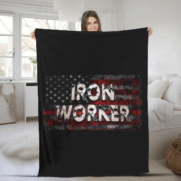 Discover Welder Job Distressed Iron Worker Gift For American Fleece Blankets