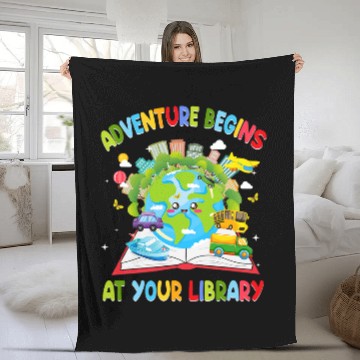 Discover Book Fun Adventure Begins At Your Library Reading 0011 Fleece Blankets