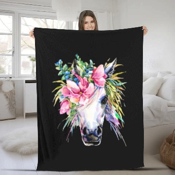 Discover Horse Pet Hand painted Horse 19 Zip Fleece Blankets