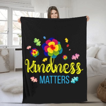 Discover Autism Puzzle Kindness Matters Autism Puzzle Kind Flower Fleece Blankets