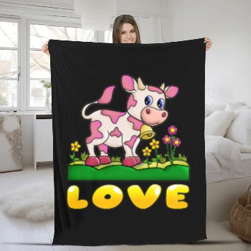 Discover Cow Pet Strawberry Cow Design Baseball Tees Fleece Blankets