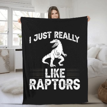 Discover Dinosaur Pet Velociraptor Raptor Dinosaur Feather Skeletons Fleece Blankets
