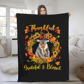 Discover Koala Pet Thankful Grateful Blessed KoalaThanskgiving Matching Zip Fleece Blankets