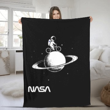 Discover Astronaut Job NASA Astronaut Bicycle Worm 02 Fleece Blankets