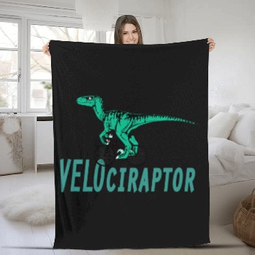 Discover Dinosaur Pet Velociraptor The Cycling Dinosaur Funny Fleece Blankets
