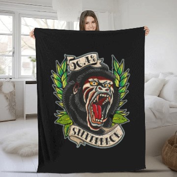 Discover Gorilla Pet 964 Silverback Gorilla Traditional Tattoo style gym Fleece Blankets
