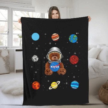 Discover Astronaut Job NASA Astronaut TeddyBear Planets Worm Fleece Blankets