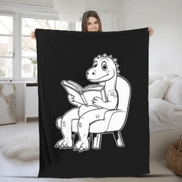 Discover Book Fun Dino Library Novel Literature Writer Bookworm Fleece Blankets