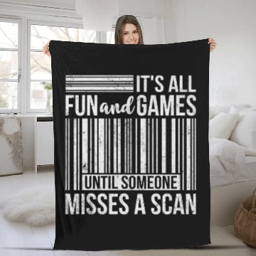 Discover Postal Worker Job Fun and Game Scan Postal Parcel Service Worker Novelty Fleece Blankets