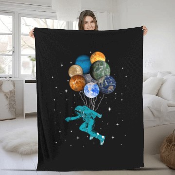 Discover Astronaut Job Space Balloons Moon Mars Planets Fleece Blankets