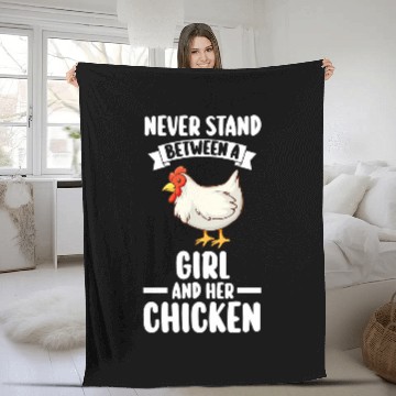 Discover Chicken Pet never stand between a girl and her chicken Fleece Blankets