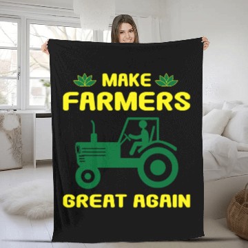Discover Tractor Fun driving Make Farmers Great Again Agriculture Farmer Fleece Blankets