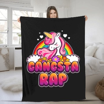 Discover Unicorn Pet Gangsta Rap Funny Rainbow and Fleece Blankets