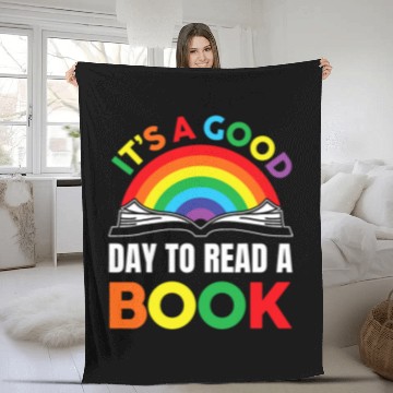 Discover Book Fun Rainbow Reading It s a Good Day to Read a Book Teacher Fleece Blankets