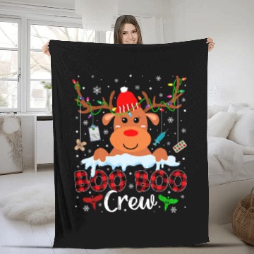 Discover nurses Job Christmas Reindeer Boo Boo Crew nurses xmass Fleece Blankets