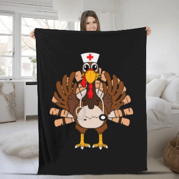 Discover nurses Job Cute Turkey nurses Wearing Stethoscope nurses Hat Thanksgiving Fleece Blankets