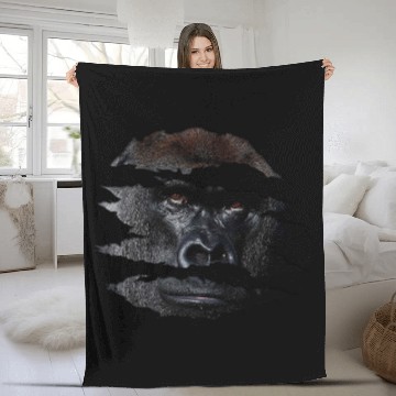 Discover Gorilla Pet African Gorilla Eye Claw Gorilla Monkey Face Silhouette Fleece Blankets