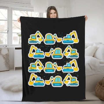 Discover Excavator Fun Vehicles Construction Work Kids Boys Toddlers Fleece Blankets