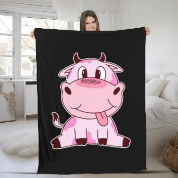 Discover Cow Pet Cute Strawberry Cow Pink Fleece Blankets