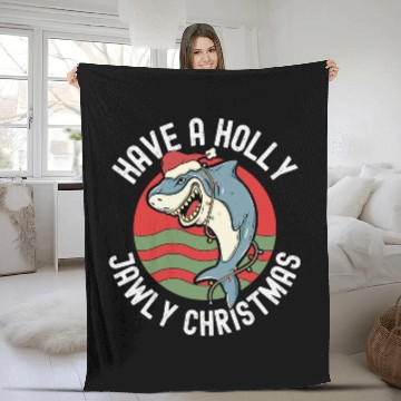 Discover Shark Pet Christmas Holly Jawly Santa Jaws Pun Baseball Tees Fleece Blankets