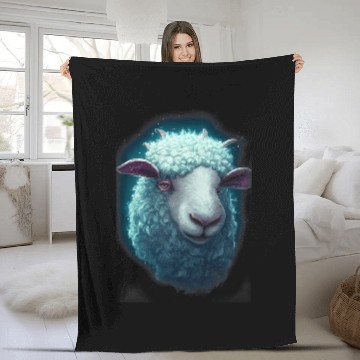 Discover Sheep Pet Face Light Blue Fur Animal Lover Baseball Tees Fleece Blankets