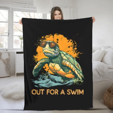 Discover Turtle Pet Chill Turtle in Sunglasses Out For A Swim Fleece Blankets