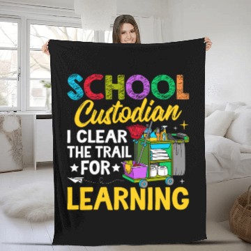 Discover School Custodian Clear Trail Learning Janitor Appreciation 21 Fleece Blankets