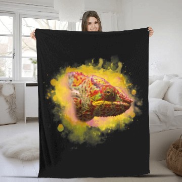 Discover Chameleon Pet illustration Fleece Blankets