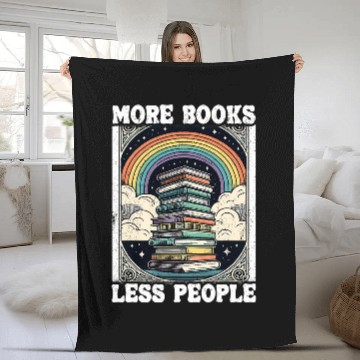 Discover Book Fun More Books Less People Mystic Book Rainbow Reading Book Fleece Blankets