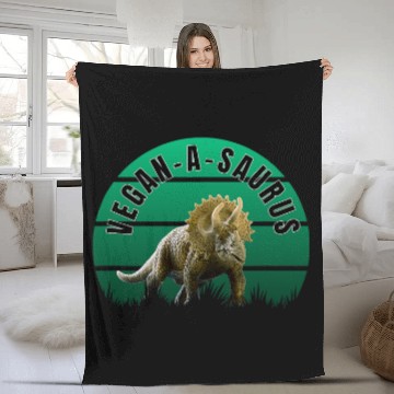 Discover Dinosaur Pet VeganASaurus Triceratops Dinosaur Herbivore Dino Fleece Blankets