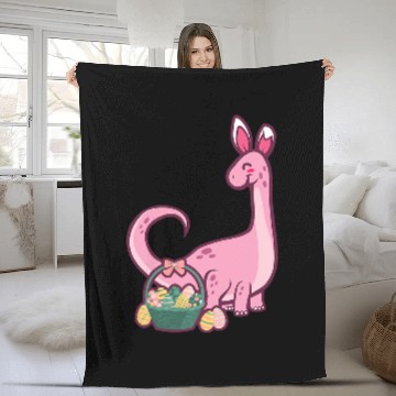Discover Dinosaur Pet Brontosaurus Dinosaur Easter Bunny Egg Hunting Funny Easter Zip Fleece Blankets