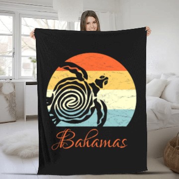 Discover Turtle Pet Bahamas Vintage Retro Throwback Sea Turtle Vacation 1 Fleece Blankets