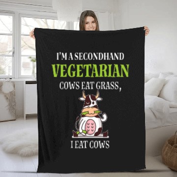 Discover Cow Pet VEGETARIAN COWS EAT GRASS I EAT COWS Fleece Blankets