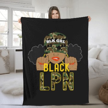 Discover nurses Job African American LPN nurses Afro Puffs Camo Fleece Blankets
