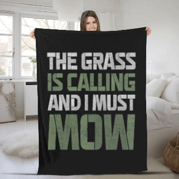 Discover Lawn Mower Fun Grass Is Calling I Must Mow Cool Gardener Pun Fleece Blankets