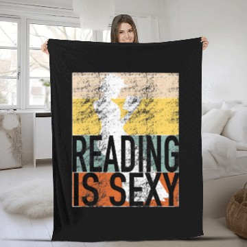 Discover Book Fun Reading is Sexy vintages 50s Retro Distressed Style Fleece Blankets