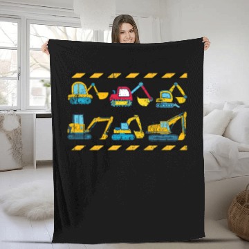 Discover Excavator Fun Construction Work Vehicle Excavator Boys Kids Zip Fleece Blankets