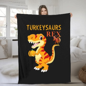 Discover Dinosaur Pet Thanksgiving Dinosaur Turkey Turkeysaurus Pumpkin Fall Fleece Blankets