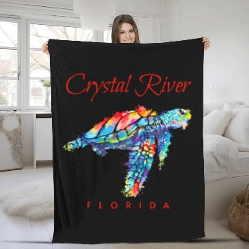 Discover Turtle Pet Crystal River Florida Watercolor Sea Turtle 1 Fleece Blankets