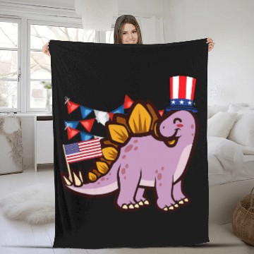 Discover Dinosaur Pet America 4th of July Independence Day Stegosaurus Baseball Tees Fleece Blankets